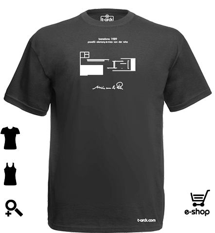 modelo pavell mies de Mies Van der Rohe para la colección t-arck camisetas y arquitectura